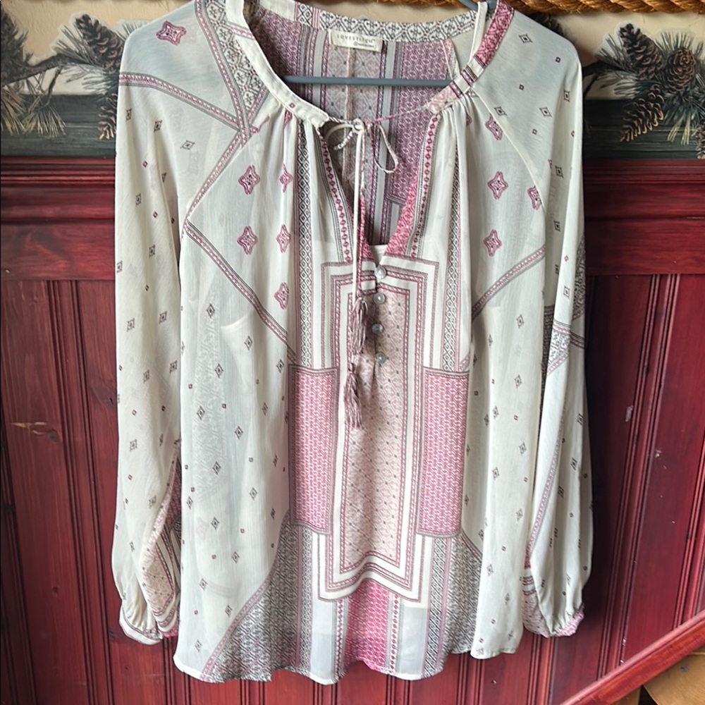 Bohemian Cream and Pink Women's Top